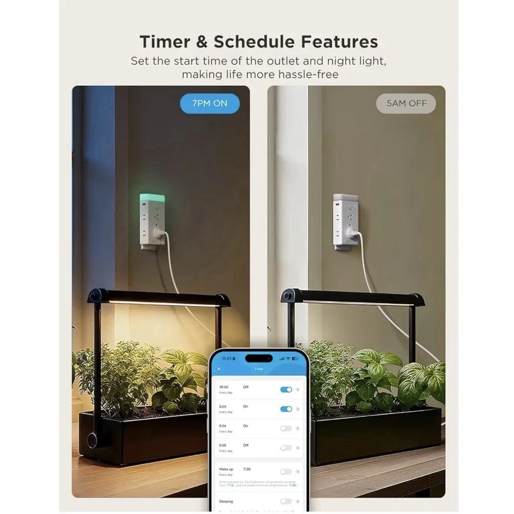 Smart Plug Outlet Extender, 3-Sided Smart Power‎ Strips with 2 Smart Outlets &